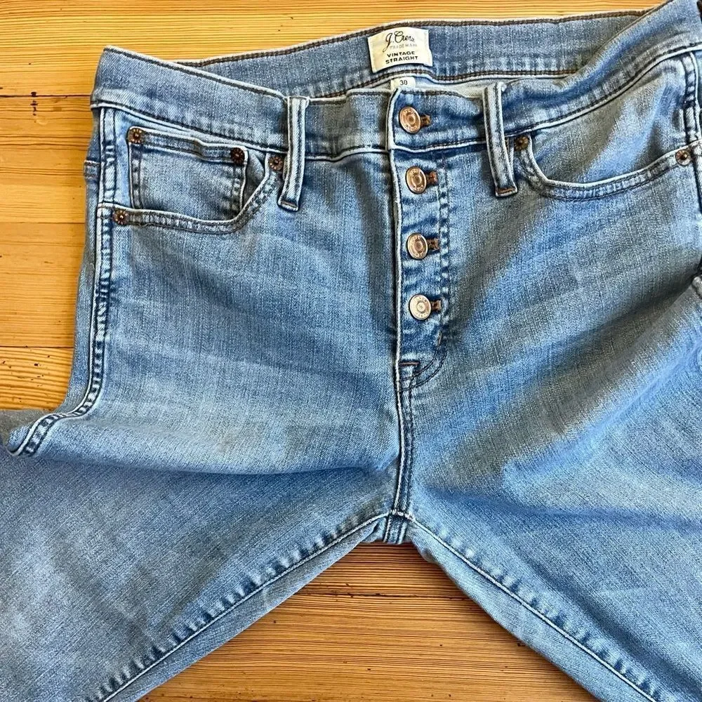 J. Crew vintage straight button front jeans. Size 30.